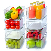 Utopia Home fridge organizer bin set 8-pack, clear and stackable for easy grocery visibility.