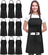 Utopia Kitchen 10-pack bib apron folded on counter, durable polyester for daily cooking tasks.