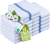 Utopia Towels blue dish towels 12-pack for fast absorbent drying in the kitchen.