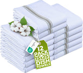 Utopia Towels grey dish towels 12-pack with soft cotton weave for absorbent kitchen cleanup