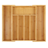 Utoplike bamboo cutlery tray front view shows a tidy, organized drawer.