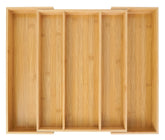 Utoplike bamboo expandable drawer organizer closed view showing compact storage
