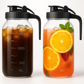 VA1KENE Mason Jar Pitcher 64oz cap pour for easy serving and secure storage.