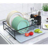 VABNEER dish drying rack with stone mat base keeps counters tidy and organized.