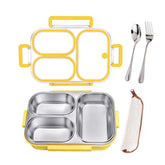VACAID bento box with yellow color and open lid, showing organized compartments for quick meals.