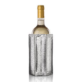 Vacu Vin silver sleeve on a 750ml bottle cooling quickly