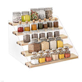 VAEHOLD 5-tier spice rack in wood and acrylic for pantry organization and display