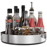 VAEHOLD stainless steel Lazy Susan 12in black, rotates smoothly for quick spice access.