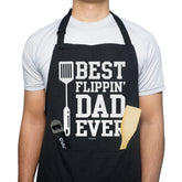 VAGAVY 100% cotton black apron front view for durable cooking wear.
