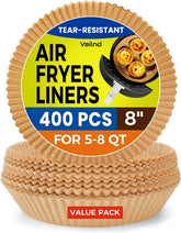 Vailnd 400pcs air fryer liners box keeps supplies organized for quick, mess-free cooking.