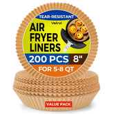 Vailnd 8-inch air fryer liners for Ninja fit, prevents sticking and mess.