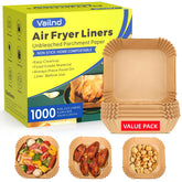 Vailnd box with 1000 air fryer liners for easy storage and access.