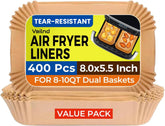 Vailnd dual-basket liners set ready for two-basket air fryers in the kitchen