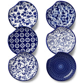 Vancasso ceramic spoon rest on stovetop with blue floral design keeps counters tidy