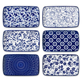 Vancasso Selene rectangle salad plate with vintage blue floral design for salads