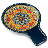 Vancasso spoon rest with blue boho design keeps counters tidy