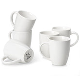 Vancasso white ceramic mug set six on table, 16oz, ideal for daily coffee.