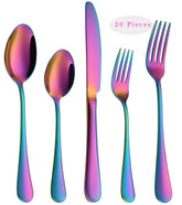 VANDBAO rainbow flatware set 20pc highlights a colorful finish for everyday dining