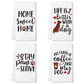 Vansolinne dog kitchen towels set of 4, ideal for quick drying and decor