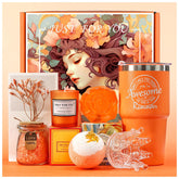 Vansonana Gift Box with bright orange cover showcasing premium spa gifts.