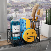 Vanwood sponge holder with self-tray helps drainage and organization.