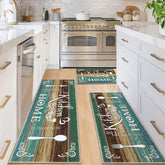 Vaukki Boho kitchen rug 20x32 teal close-up shows soft texture and spill-friendly color