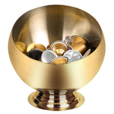 VAWNKUKN coffee pod holder with gold finish keeps pods organized and accessible.