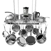 Vdomus hanging pot rack ceiling-mount with 15 hooks for organized cookware
