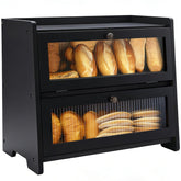 VEDALIO bread box on a countertop with a sleek black finish for quick storage.