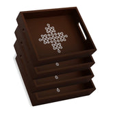 Vedantam coffee table tray with handles in brown for easy serving and style.