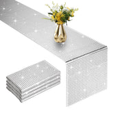 Vehipa glitter disco table runner with mirror-silver foil enhances glamour at parties.