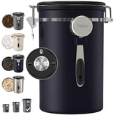 Veken 39oz coffee canister lid close-up shows airtight seal for lasting freshness