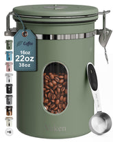 Veken Coffee Canister with Window shows remaining beans for quick freshness checks.