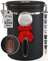 Veken coffee canister with window view shows contents at a glance and helps manage freshness.