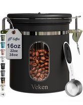 Veken coffee canister window shows bean level at a glance for easy stock checks.