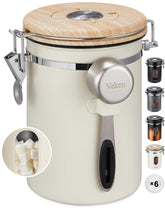 Veken coffee canister with window shows remaining beans for quick brews