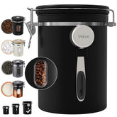 Veken large coffee canister with window shows remaining beans at a glance