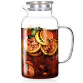 Vekonn glass water pitcher with lid and spout for smooth, controlled pours.