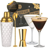 VEMACITY luxury cocktail shaker with gold lid for elegant home mixing.