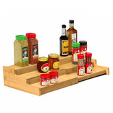 VenDotbi spice rack top view showing three-tier bamboo design for easy spice access