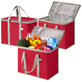 VENO 3-pack cooler bag folded for compact storage and future groceries.