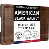 Venusmiles walnut cutting board with deep juice groove for mess-free prep