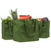 VeraMia canvas grocery bag forest green set with jumbo capacity for grocery runs