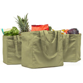 VeraMia dual-handle canvas bag set offers versatile carrying options for groceries.