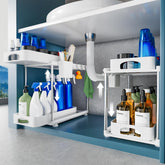 VERIFOST dual pull-out under-sink organizer with smooth glide for easy access and storage.