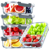 VERONES 5-pack glass meal prep containers with two compartments for organized meals