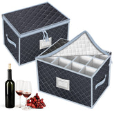 VERONLY wine glass storage box with 24 compartments keeps stemware organized.