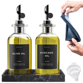 Verspace clear glass olive oil dispenser bottles with pour spouts for controlled drizzle.
