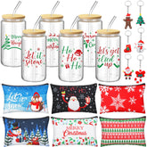 Vesici 16 oz glass tumbler with lid and straw for festive drinks