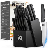 Vestaware 14-piece knife set in block for organized prep and easy access